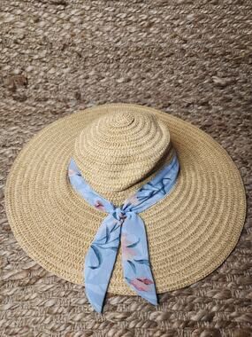 Orageous Womens Grommet Straw Woven Sun Hat Beach Boho One Size
